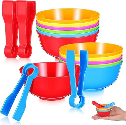 2Sets Rainbow Color Sorting Cups Counting and Matching for Bowls Tweezers Early Learning Educational Tool for Color Recognition and Imaginative Play
