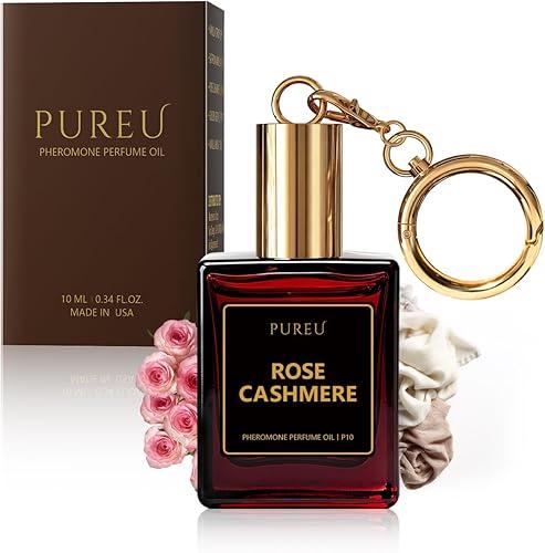 PUREU Pheromone Perfume for Women Roll On Rose Cashmere Travel Size Perfume, Long Lasting Vanilla Perfume Pheromones Oil Fragrance, Pheromones Perfumes Eau De Parfum 0.34 Fl Oz/10ml, Made in USA