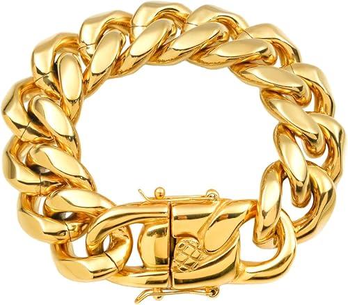 SDA Wide Chunky Gold Chain Necklace - Heavy and Waterproof 316L Surgical Steel with 18K Gold Plating for Modern Men and Women into Hip Hop Fashion