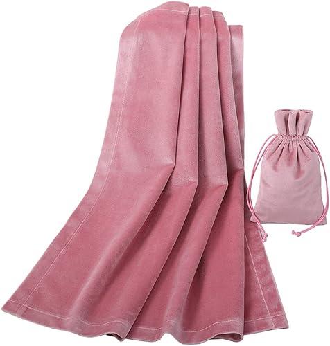 BLESSUME Wizard Velvet Tarot Table Cloth and Pouch Blue Square Divination Tarot Cloth (Pink)