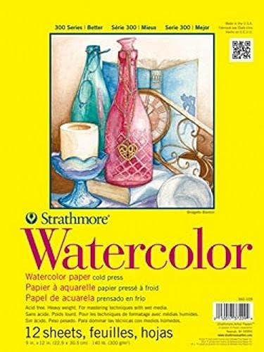 Strathmore 300 Series Watercolor Paper Pad, Tape Bound, 9x12 inches, 12 Sheets (140lb/300g) - Artist Paper for Adults and Students - Watercolors, Mixed Media, Markers and Art Journaling — 37% off