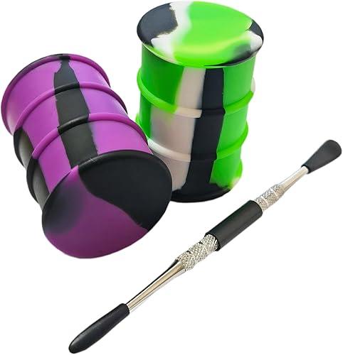 26ml Silicone Wax Concentrate Containers Barrel Non-stick Jars with Carving Tool (Purple Green Black)