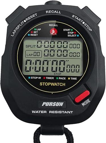 Professional Stopwatch Timer for Sports 100 Lap Stopwatch Digital Sports Stopwatch with Countdown Timer 100 Lap Memory 0.001 Second Timing Water Resistant