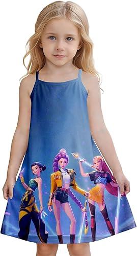 K Pop Dress for Girls Cartoon Graphic A-Line Dresses Birthday Casual Kpop Dress