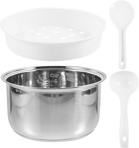 Ciieeo 3L Rice Cooker Inner Pot Replacement Stainless Steel Interior Cooking Pot Liner Non Stick Electric Cooker Pot Liner Insert Container for Kitchen Pressure Cooker Rice Maker
