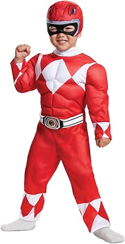 Disguise Red Ranger Toddler Muscle Child Costume, Red, Medium/(3T-4T) — 37% off