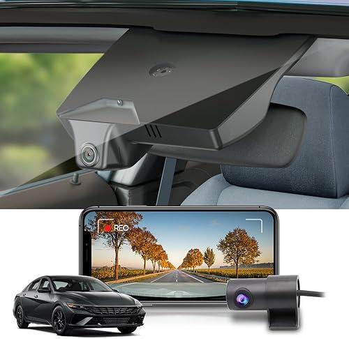 Fitcamx 2K Dual Dash Cam for 2021-2025 Hyundai Elantra SE SEL Limited N Line Blue Manual (AA000), OEM Style, Front 1440P+Rear 1080P Video, WiFi & APP, Loop Recording, G-Sensor, Easy to Use, 64GB Card