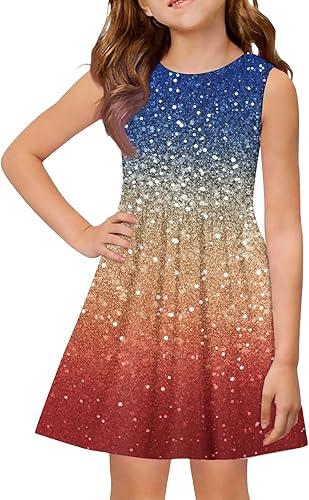 Sleeveless Dress Summer Dresses for Girls Casual 250Th Anniversary Dresses 4Th of July Patriotic Dress