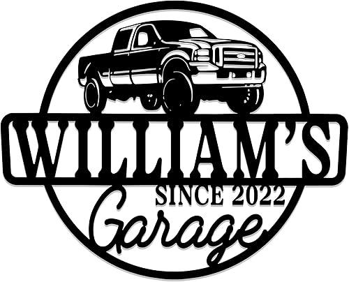 Personalized Garage Metal Name Sign, Custom Car Workshop Signs for Man, Dads, Boyfriend, Husband, Fathers, Grandpa, Man Cave Metal Decor for Outdoor and Indoor, Garage Decor