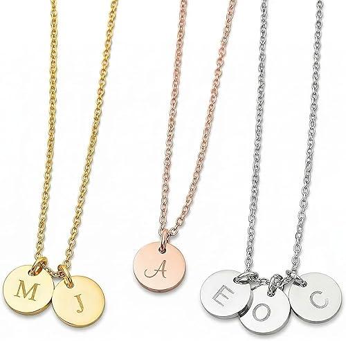 Personalized Initial Necklace for Mom, Women, Wife, Grandma - Custom Family Jewelry, 1 2 3 4 5 Letter Charms for Multiple Kids & Grandkids - Easter, Birthday, Mother’s Day Gift - 18K Gold Rose Silver