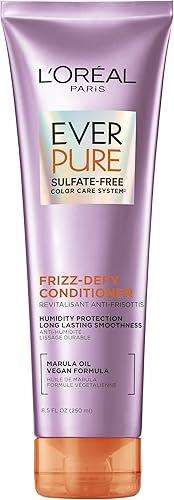 L'Oreal Paris Sulfate Free Frizz Defy Conditioner, Frizz Control Hair Care with Marula Oil, EverPure, 8.5 Fl Oz (Packaging May Vary)
