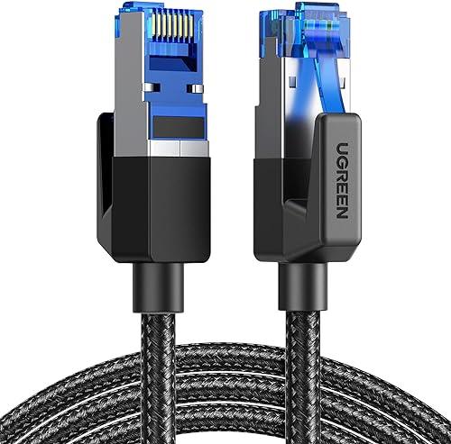 UGREEN Cat 8 Ethernet Cable 6FT, High Speed Braided 40Gbps 2000Mhz Network Cord Cat8 RJ45 Shielded Indoor Heavy Duty LAN Cables Compatible with Gaming PC PS5 PS4 PS3 Xbox Modem Router 6FT