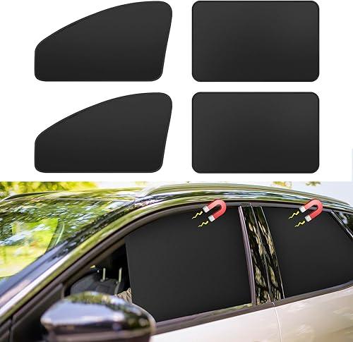 Car Window Sun Shades Curtains - Magnetic Privacy Curtains Side Window Sun Shades 100% Block Light Car Window Covers with Cooler Feeling 4Pcs, Thicken(Thickset, 4pcs)