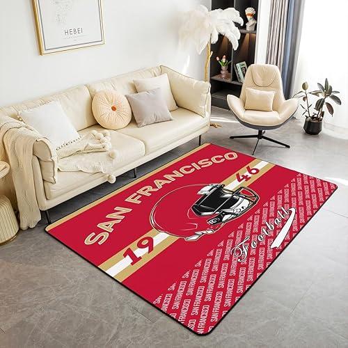 Feelyou Football Area Rug 5x7 for Bedroom San Francisco Living Room Rugs Soft Non-Slip Football City Decor Carpet Sports Games Indoor Floor Mat for Home, Dining Room