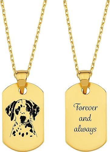 MIONZA Custom Dog Tag Necklace, Engraved Necklace for Women, Personalized Pet Photo, Couple Photo, Handwriting, Fingerprint