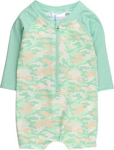 RUGGEDBUTTS Baby/Toddler Boy Swimsuit, One Piece Zipper Rash Guard Sunsuit with UPF 50+ Sun Protection