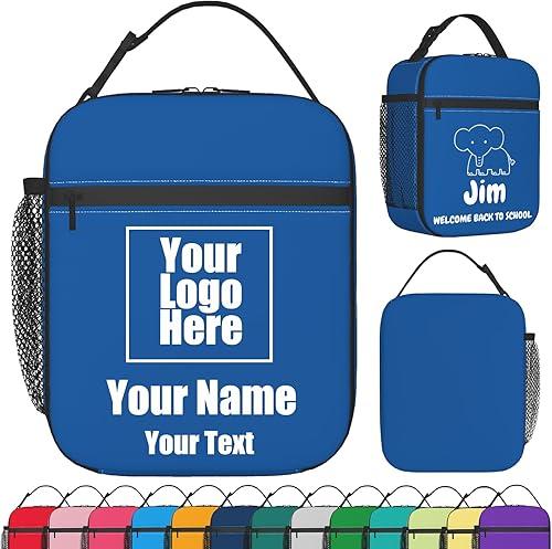 Custom Lunch Box Personalized Lunch Bag with Name Logo Photo Text for Men Women Customized Insulated Lunch Bags Office Birthday Gifts for Work Travelling Picnic Style 1