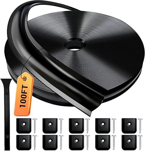 1” RV Trim Molding Insert, 100 Ft Heavy Duty RV Weather Stripping Exterior, Vinyl Rubber Seal Strip Includes End Caps, Screw Cover Trim for Camper Travel Trailer, Black