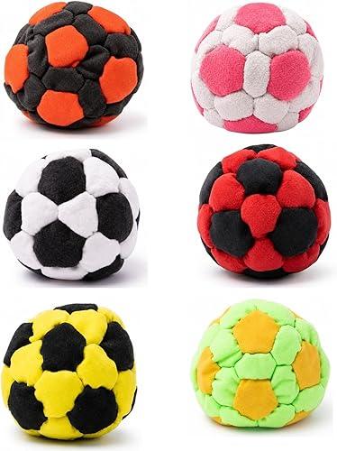 Cute Footbag Sandbags, Multicolor 6PCS, Assorted Styles Colorblock Ball Hackys, Juggling Kicking Sacks Outdoor Party Game Vacation
