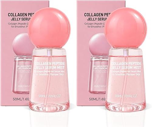 Collagen Peptides Jelly Serum Mist, 2 Pack Hydrating Face Mist, Sprayable Hydrogel, Moisturizing Face Spray for Smooth Looking Skin, Travel Size Skin Care Gifts for Women, 1.69 fl oz Each
