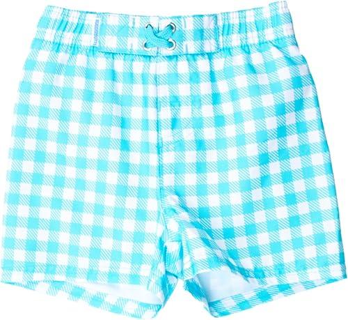 RUGGEDBUTTS Boys UPF50+ Sun Protection Gingham Swim Trunks