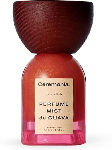Ceremonia Perfume Mist De Guava | Alcohol-Free Hair & Body Mist with Notes of Guava, Lemon Zest & Peach | Light Glowy Shimmer, 1.7 fl oz