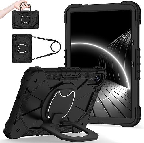 Shoulder Strap Tablet Case for Huawei MatePad 12 X 2024, Heavy Duty Shockproof Protective Cover with Kickstand, Handle, Shoulder Strap for Kids Women Man Black