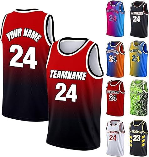 Custom Basketball Jersey Team Name Number Personalized Practice Shirt for Men Youth Kids Boys College University, S~4XL