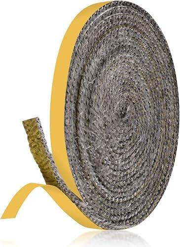 Flat Gasket Tape for Stoves and Fireplaces, Self Adhesive Heat-Resistant Fiberglass Wood Stove Gasket Flat Gasket Tape 1/8" Thick (3/8" Wide - 118" Length)