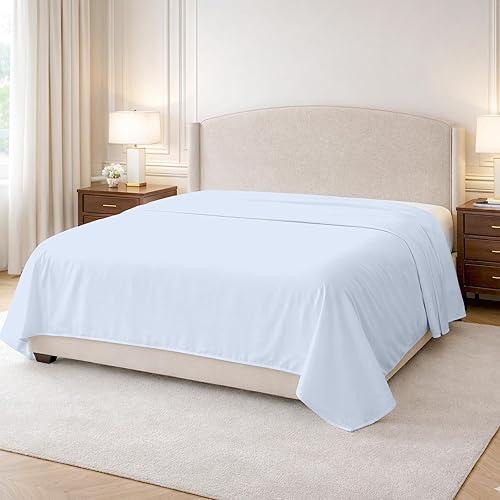 Kotton Culture 100% Egyptian Cotton 1 Pc Flat Sheet - 600 Thread Count, Soft and Crisp, Breathable, Top Sheet Only, Ultra Premium Sateen Weave Twin-XL Bed Sheets, Cotton Flat Sheet (Sky Blue)
