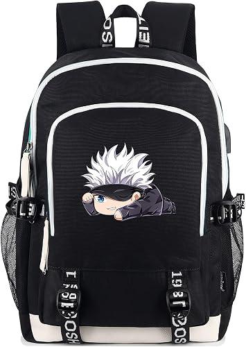 Roffatide Anime Gojo Satoru Laptop Backpack with USB Charging Port & Headphone Port