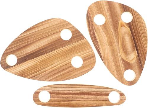 Amosfun Wine Bottle Topper Serving Tray Set of 3 Lightweight Wooden Floating Cheese Boards 11.81X7.87X0.31In for Picnic Party Wedding Snack Platters