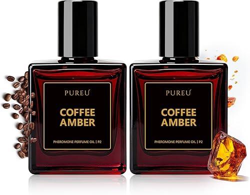 2 Pack Roll On Perfume Oil Pheromones Perfumes for Women, 0.34FL OZ/10ML Travel Size, Essential Oil Fragrance, Coffee Amber Scents Long Lasting Eau De Parfum, Made in USA