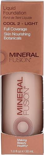 Mineral Fusion Full Coverage Foundation, Liquid Foundation - Cool 2- Light Complexion w/Cool Undertones, Lightweight Matte Finish, Up to 12 Hr Hydration, Hypoallergenic & Vegan, 1 fl. Oz