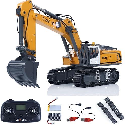 TOUCAN RC HOBBY 1/50 Electric RC Excavator K970 Remote Control Digger Construction Car Metal Bucket Tracks Lights Sounds Finished Model for Ages 14+