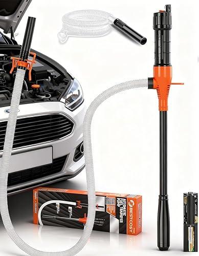 Portable Fuel Transfer Pump with 47" Hose-High Flow Hand Fuel Pump, Battery Powered Siphon Pump for Gasoline Mechanical Fuel Pumps Universal Fit for Gasoline, Vehicles, Fuel,Water Transfer(Amber)