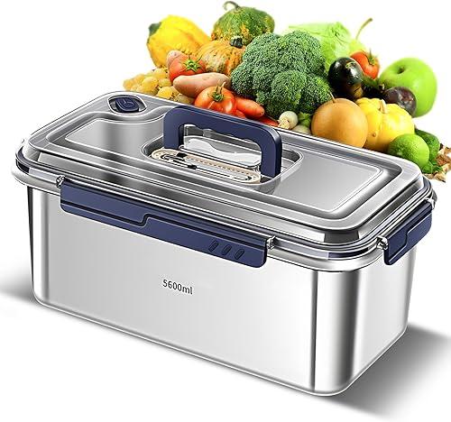 Food Storage Containers with Lids Aight Food Grade 316 Stainless Steel Large acity Leakproof Kitchen Storage Container with Date Indicator Sealing Ring den Handle Oven Micro