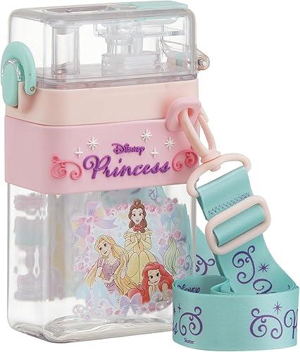Skater PSQW6-A Square 2-Way Bottle, Water Bottle, 20.3 fl oz (600 ml), Straw, Direct Drinking, Cover Included, Shoulder Belt, Disney Princess Girls,