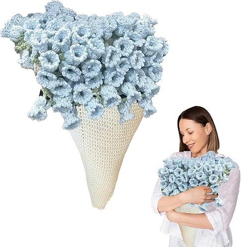 Finished Rose Bouquet Blanket, 43.3 in Handmade Crochet Flower Bouquet Blanket, Knitted Throw Blankets for Birthday Wedding Valentine’s Day Home Decor (Blue, 1.1M) — 6% off