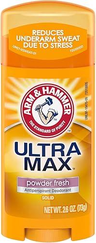 Arm & Hammer Ultra Max Antiperspirant Deodorant, Powder Fresh, Solid, 2.6 Ounce (Pack of 6)