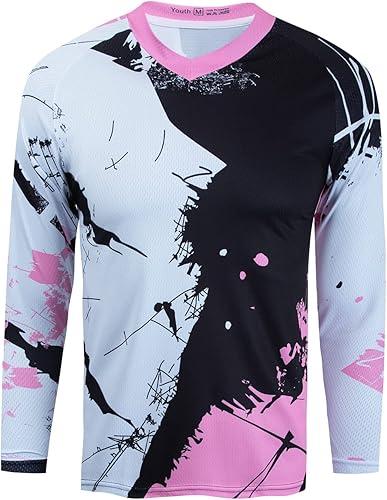 Boy Girl Cycling Jersey Kids Mountain Bike Motocross Long Sleeve Shirt Biking Tops 4-14 Years