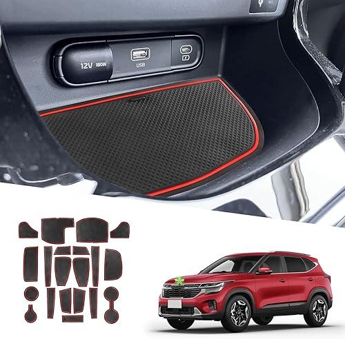 2021-2025 2026 Seltos Door Slot Mats,for Kia Seltos 2026 Accessories Cup Holder Inserts Center Console Liner Compatible with 2021 2022 2023 2024 2025 2026 Kia Seltos LX/S/EX/SX/X-Line(20 PCS/Sets)