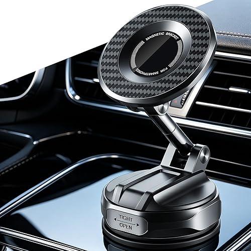 Car Phone Holder Mount for Magsafe - 108LBS Suction & 3600gf Magnetic - 360° Adjustable Phone Holders for Your Car for iPhone 17-12【2026 Upgraded Anti-Wobble Version】