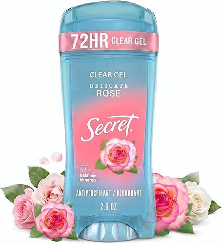 Secret Fresh Antiperspirant Deodorant for Women, 72hr Breathable Sweat & Odor Protection, Instant Freshness & Gentle, PH Balancing Minerals, Clear Gel, Delicate Rose Scent, 2.6 oz