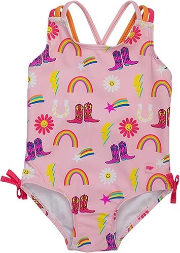 RuffleButts Girls UPF50+ Sun Protection Tie Shoulder/Cross Back One Piece Swimsuit