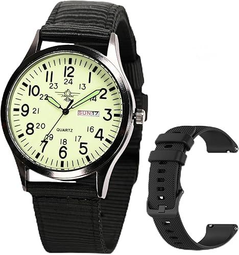 Gosasa Unisex Military Watches Sport Textile Nylon Strap Stylish Men Watch Luminous Fashion Watches Analog Display Quartz Waterproof Casual Wristwatch
