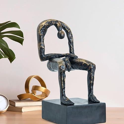 Melancholy Remembrance Sculpture – Bronze Black Lost-Wax Solid Bronze Statue, Handcrafted Hot-Cast Memorial Figurine, 6.1"x5.1"x12.6", Emotional Minimalist Art for Honoring Loved Ones