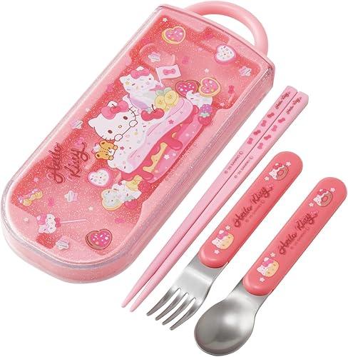 Skater TACC2-A Sanrio Hello Kitty Fancy Snacks Weets, Children's Trio Set, Chopsticks, Spoon, Fork, 6.5 inches (16.5 cm)