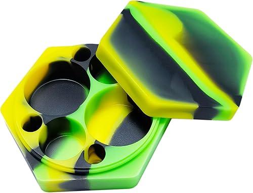 110ml Silicone Wax Concentrate Container Multi-compartment Non-stick Jar (Green Black Yellow)