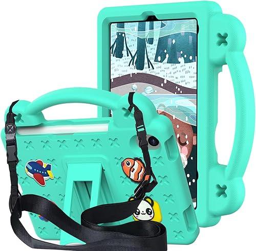 Compatible with Apple iPad mini 6 2021 8.3 inch Tablet Case, Lightweight Shockproof Protective Case with Shoulder Strap & Stand Handle & Pen Tray for Girl Kid Gift Mint Green